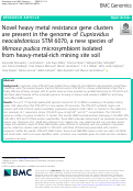 Cover page: Novel heavy metal resistance gene clusters are present in the genome of Cupriavidus neocaledonicus STM 6070, a new species of Mimosa pudica microsymbiont isolated from heavy-metal-rich mining site soil