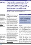 Cover page: Understanding perceptions of global healthcare experiences on provider values and practices in the USA: a qualitative study among global health physicians and program directors