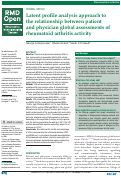 Cover page: Latent profile analysis approach to the relationship between patient and physician global assessments of rheumatoid arthritis activity
