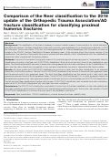 Cover page: Comparison of the Neer classification to the 2018 update of the Orthopedic Trauma Association/AO fracture classification for classifying proximal humerus fractures.