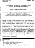 Cover page: The Impact of Prenatal and Postpartum Partner Violence on Maternal Mental Health: Results from the Community Child Health Network Multisite Study