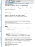 Cover page: Development of a physical mobility prediction model to guide prosthetic rehabilitation.