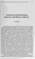 Cover page: Criticism in the Borderlands Interview with Héctor Calderón