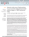 Cover page: Antarctic-wide array of high-resolution ice core records reveals pervasive lead pollution began in 1889 and persists today.