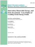 Cover page: Innovation, renewable energy, and state investment: Case studies of 
leading clean energy funds