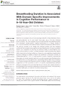 Cover page: Breastfeeding Duration Is Associated With Domain-Specific Improvements in Cognitive Performance in 9–10-Year-Old Children