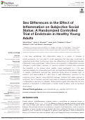 Cover page: Sex Differences in the Effect of Inflammation on Subjective Social Status: A Randomized Controlled Trial of Endotoxin in Healthy Young Adults