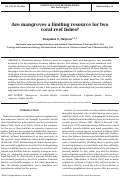 Cover page: Are mangroves a limiting resource for two coral reef fishes?