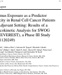 Cover page: Everolimus Exposure as a Predictor of Toxicity in Renal Cell Cancer Patients in the Adjuvant Setting: Results of a Pharmacokinetic Analysis for SWOG S0931 (EVEREST), a Phase III Study (NCT01120249).