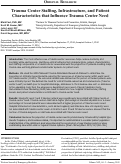 Cover page: Trauma Center Staffing, Infrastructure, and Patient Characteristics that Influence Trauma Center Need