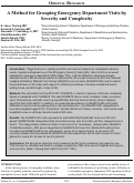 Cover page: A Method for Grouping Emergency Department Visits by Severity and Complexity