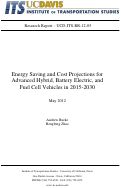 Cover page: Energy Saving and Cost Projections for Advanced Hybrid, Battery Electric, and Fuel Cell Vehicles in 2015-2030