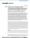 Cover page: Salivary Huntingtin protein is uniquely associated with clinical features of Huntington's disease.