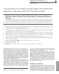 Cover page: Thyroid cancer risk in Belarus among children and adolescents exposed to radioiodine after the Chornobyl accident