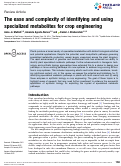 Cover page: The ease and complexity of identifying and using specialized metabolites for crop engineering