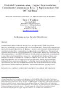 Cover page: Distorted Communication, Unequal Representation: Constituents Communicate Less to Representatives Not of Their Race