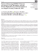 Cover page: Factors Influencing COVID-19 Vaccine Acceptance in the Workplace: Results From a Rapid Survey at 2 Corporations in Los Angeles County, California, 2021