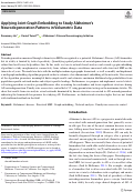 Cover page: Applying Joint Graph Embedding to Study Alzheimer’s Neurodegeneration Patterns in Volumetric Data
