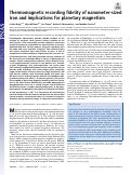 Cover page: Thermomagnetic recording fidelity of nanometer-sized iron and implications for planetary magnetism