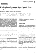 Cover page: Is It Possible to Discontinue Tumor Necrosis Factor Antagonists after Psoriasis Remission?