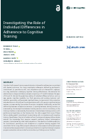 Cover page: Investigating the Role of Individual Differences in Adherence to Cognitive Training.