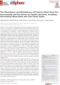 Cover page: The Microbiome and Metabolome of Preterm Infant Stool Are Personalized and Not Driven by Health Outcomes, Including Necrotizing Enterocolitis and Late-Onset Sepsis