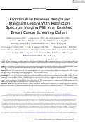 Cover page: Discrimination Between Benign and Malignant Lesions With Restriction Spectrum Imaging MRI in an Enriched Breast Cancer Screening Cohort