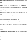 Cover page: Understanding of Lactational Amenorrhea As a Contraceptive Method Among U.S. Pregnant Women