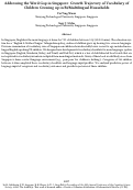 Cover page: Addressing the Word Gap in Singapore: Growth Trajectory of Vocabulary of Children Growing up in Bi/Multilingual Households