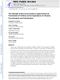 Cover page: The Strength of the Causal Evidence Against Physical Punishment of Children and Its Implications for Parents, Psychologists, and Policymakers