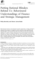 Cover page: Putting Rational Blinders Behind Us: Behavioral Understandings of Finance and Strategic Management