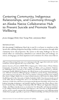 Cover page: Centering Community, Indigenous Relationships, and Ceremony through an Alaska Native Collaborative Hub to Prevent Suicide and Promote Youth Wellbeing