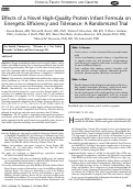 Cover page: Effects of a Novel High-Quality Protein Infant Formula on Energetic Efficiency and Tolerance: A Randomized Trial