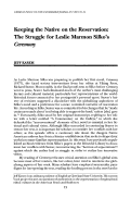 Cover page: Keeping the Native on the Reservation: The Struggle for Leslie Marmon Silko's Ceremony