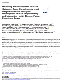 Cover page: Measuring Patient-Reported Use and Outcomes From Complementary and Integrative Health Therapies: Development of the Complementary and Integrative Health Therapy Patient Experience Survey.