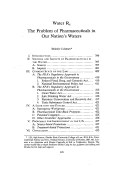 Cover page: Water Rx - The Problem of Pharmaceuticals in Our Nation's Waters