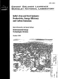 Cover page: India's Iron and Steel Industry:Productivity, Energy Efficiency and Carbon Emissions