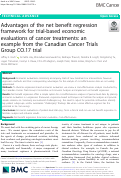 Cover page: Advantages of the net benefit regression framework for trial-based economic evaluations of cancer treatments: an example from the Canadian Cancer Trials Group CO.17 trial.