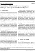 Cover page: Current status of Radiomics for cancer management: Challenges versus opportunities for clinical practice