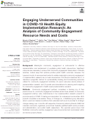 Cover page: Engaging Underserved Communities in COVID-19 Health Equity Implementation Research: An Analysis of Community Engagement Resource Needs and Costs