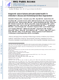 Cover page: Diagnostic value of plasma phosphorylated tau181 in Alzheimer’s disease and frontotemporal lobar degeneration