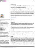 Cover page: Seasonality of childhood tuberculosis cases in Kampala, Uganda, 2010-2015