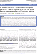 Cover page: A novel scheme for ultrashort terahertz pulse generation over a gapless wide spectral range: Raman-resonance-enhanced four-wave mixing