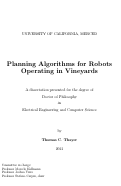 Cover page: Planning Algorithms for Robots Operating in Vineyards