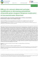 Cover page: Efficacy of a sensory deterrent and pipe modifications in decreasing entrainment of juvenile green sturgeon (Acipenser medirostris) at unscreened water diversions