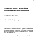 Cover page: The cognitive structuring of national identity: individual differences in identifying as American