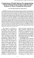 Cover page: Comparison of South African Pre-Immunizing Citrus Tristeza Virus Isolates with Foreign Isolates in Three Grapefruit Selections