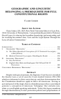 Cover page: Geographic and Linguistic Belonging: A Prerequisite for Full Constitutional Rights