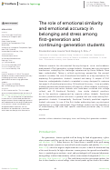 Cover page: The role of emotional similarity and emotional accuracy in belonging and stress among first-generation and continuing-generation students.