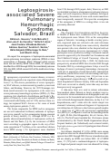 Cover page: Leptospirosis-associated Severe Pulmonary Hemorrhagic Syndrome, Salvador, Brazil - Volume 14, Number 3—March 2008 - Emerging Infectious Diseases journal - CDC